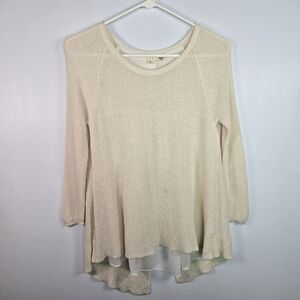 Anthropologie MOTH Women's Pullover Knit Open Back Sweater 3/4 Sleeve XS